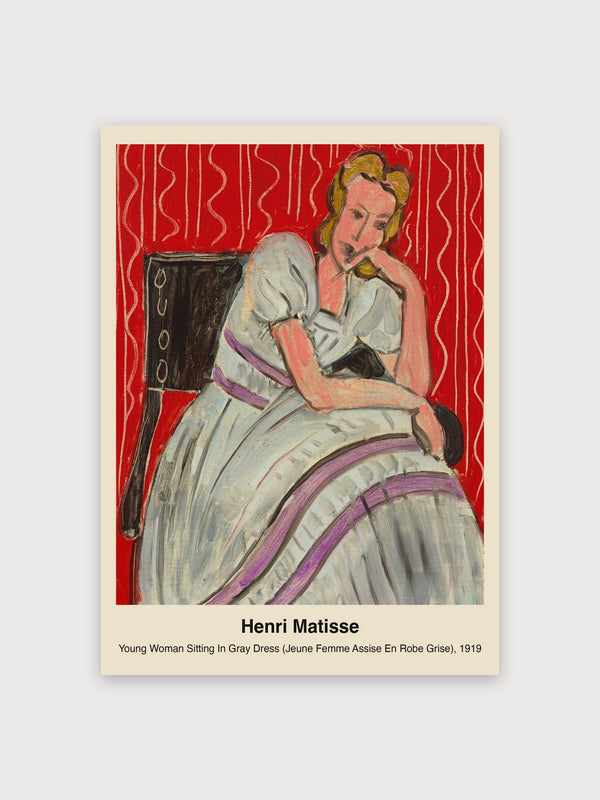 Young Woman Sitting In Gray Dress - Digital Download