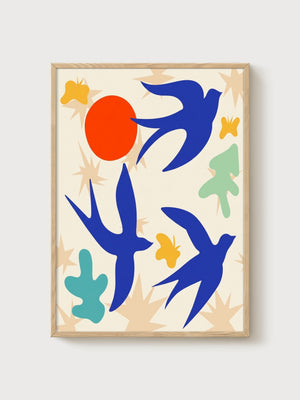 Henri Matisse Birds Print poster in oak frame