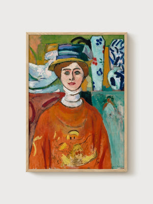 Henri Matisse The Girl with Green Eyes Print poster in oak frame