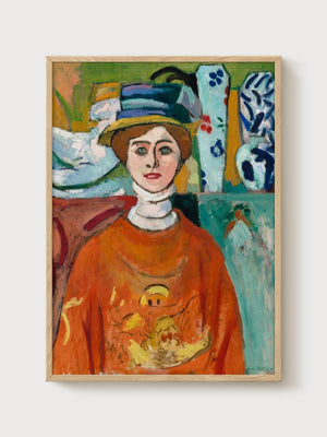 Henri Matisse The Girl with Green Eyes Print poster in oak frame