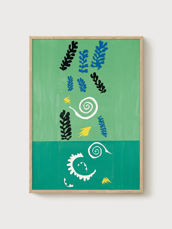 Henri Matisse Composition Fond Vert Print poster in oak frame