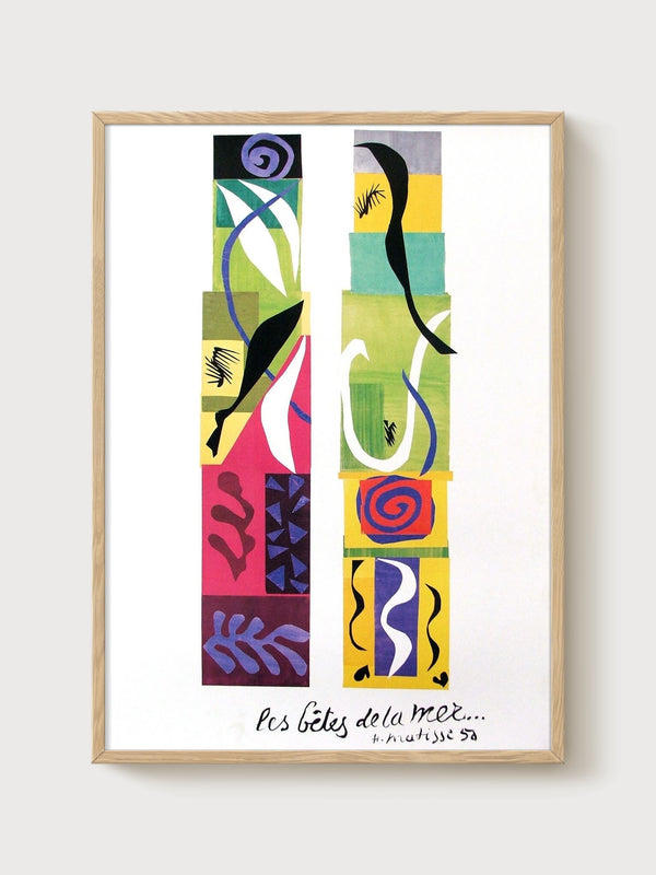 Henri Matisse The Beasts of the Sea poster in oak frame