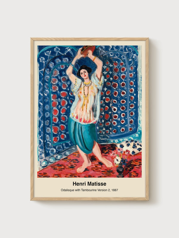 Henri Matisse Odalisque with Tambourine Vintage Painting poster in oak frame