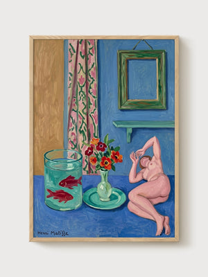 Henri Matisse Goldfish And Sculpture Print poster in oak frame