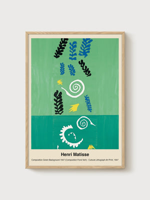 Henri Matisse Composition Fond Vert Print poster in oak frame