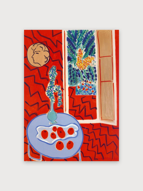 Red Interior Still Life On A Blue Table - Digital Download