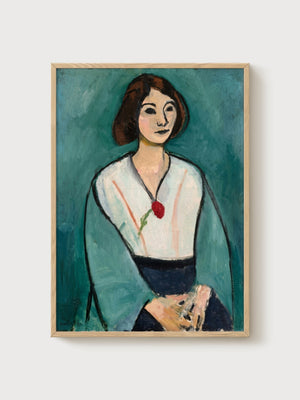 Henri Matisse Woman In Green Print poster in oak frame