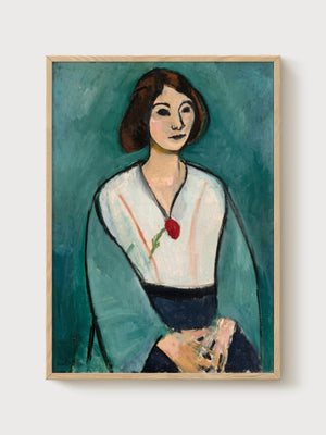 Henri Matisse Woman In Green Print poster in oak frame