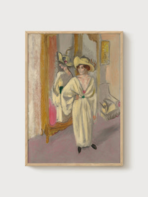 Henri Matisse Woman In White Print poster in oak frame
