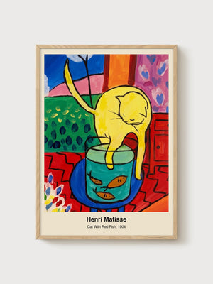 Henri Matisse Cat With Red Fish Print poster in oak frame