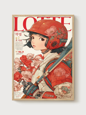 Anime Girl Poster poster in oak frame