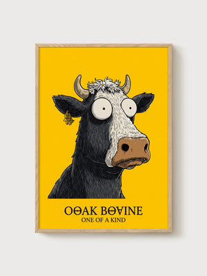Ooak Bovine Pop Art Cow Poster poster in oak frame