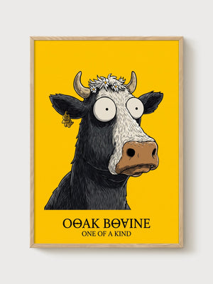 Ooak Bovine Pop Art Cow Poster poster in oak frame