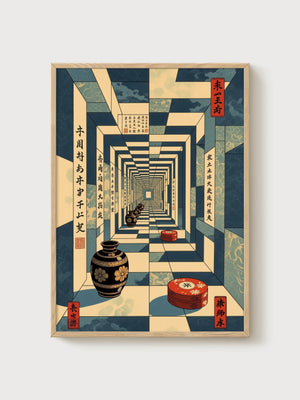 Japanese Wall Art poster in oak frame