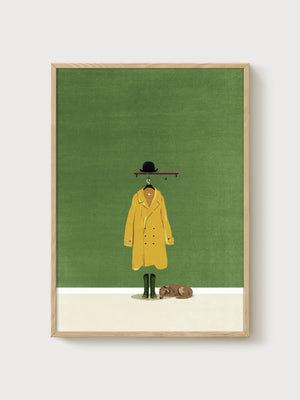 Sage Green Wabi Sabi Wall Art poster in oak frame
