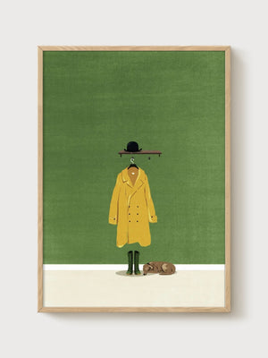 Sage Green Wabi Sabi Wall Art poster in oak frame