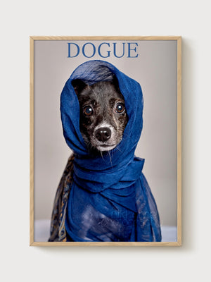 Dogue Dog Portrait Print poster in oak frame