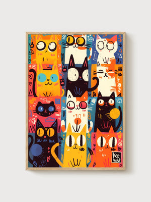 Funny Cat Poster poster in oak frame