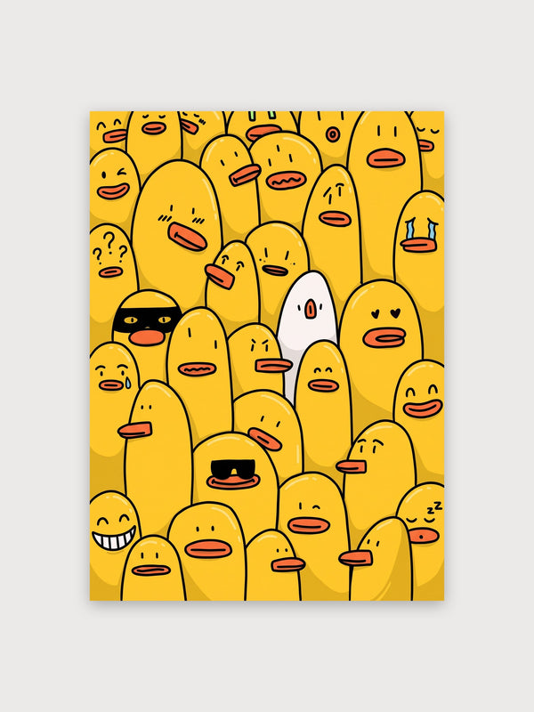 Yellow Crowd Characters Minimalist - Digital Download