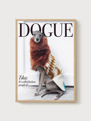 Dogue Magazine Cover Dog Art poster in oak frame