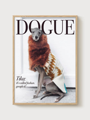 Dogue Magazine Cover Dog Art poster in oak frame