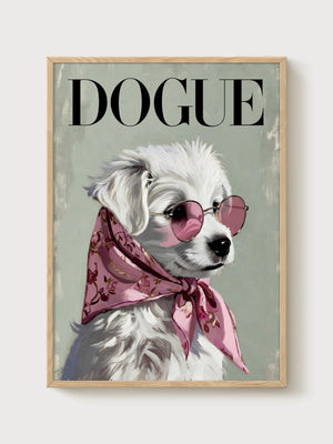 Dogue Poodle Poster poster in oak frame