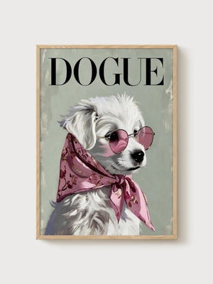 Dogue Poodle Poster poster in oak frame