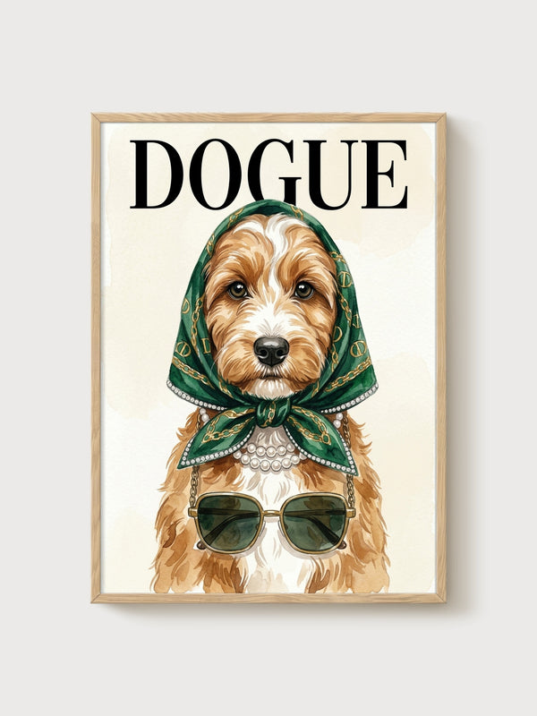 Dogue Fashion Dog Breed Poster poster in oak frame