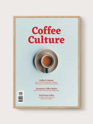 Coffee Wall Art poster in oak frame