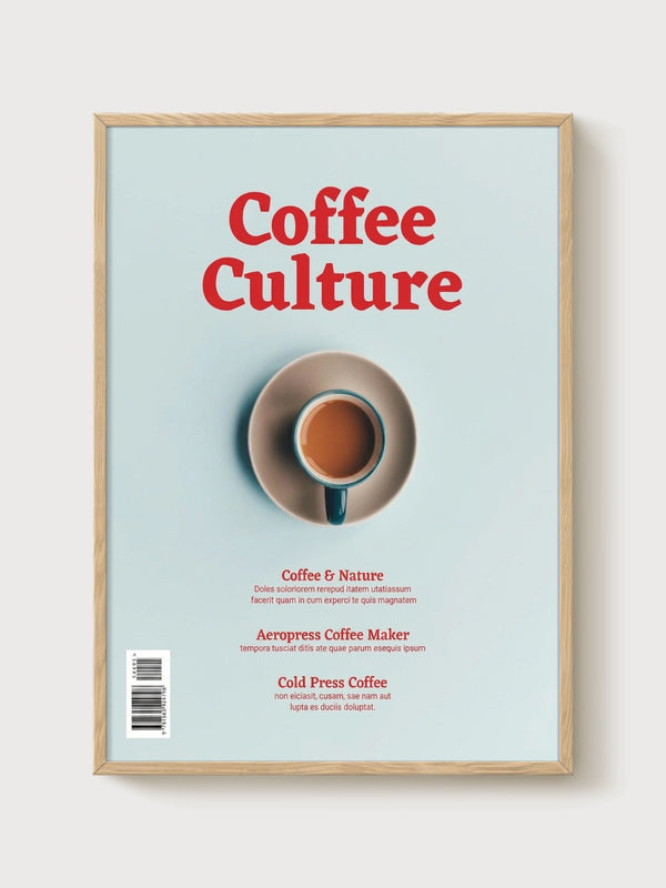 Coffee Wall Art poster in oak frame