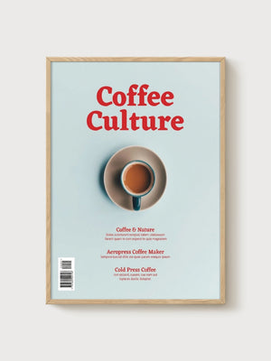 Coffee Wall Art poster in oak frame