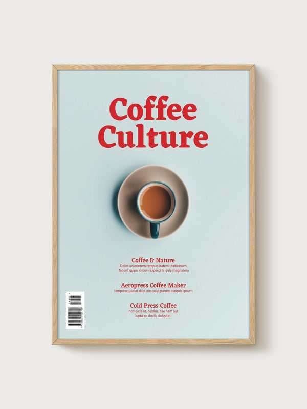 Coffee Wall Art poster in oak frame