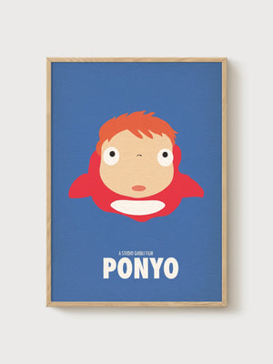 Ponyo Poster poster in oak frame