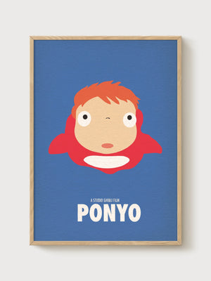 Ponyo Poster poster in oak frame