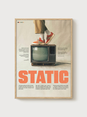 Retro Futurism Art poster in oak frame