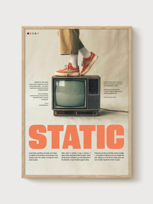 Retro Futurism Art poster in oak frame