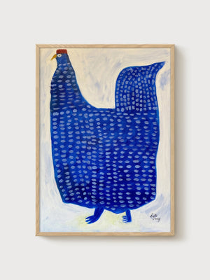 Bird Line Art Print poster in oak frame
