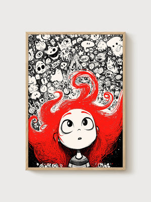 Anime Girl Poster poster in oak frame