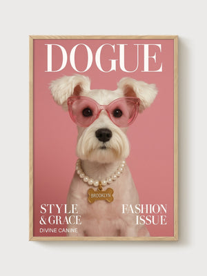 Dog Fashion Magazine Cover Poster poster in oak frame