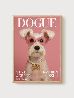 Dog Fashion Magazine Cover Poster poster in oak frame