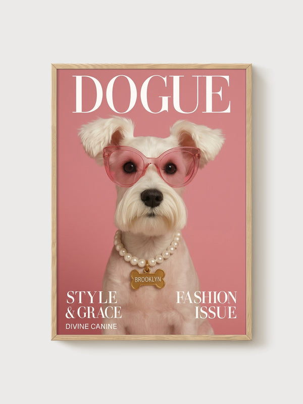 Dog Fashion Magazine Cover Poster poster in oak frame