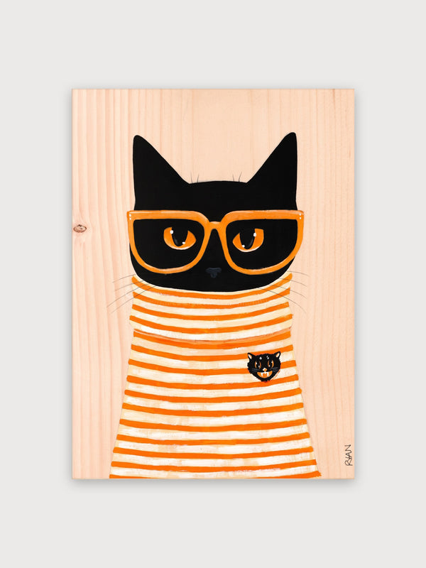 Hipster Cat Orange Striped - Digital Download