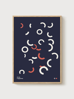 Circle Fragments Bauhaus Print poster in oak frame