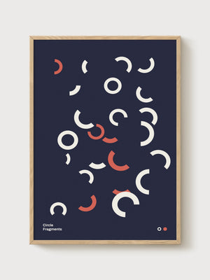 Circle Fragments Bauhaus Print poster in oak frame