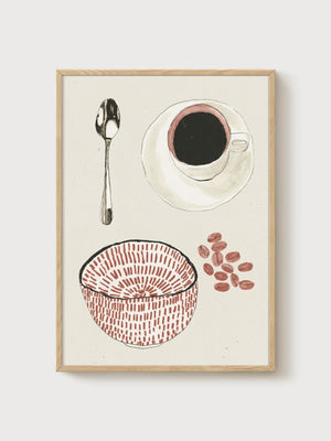 Coffee Print poster in oak frame