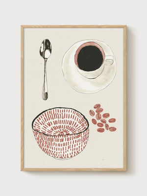 Coffee Print poster in oak frame