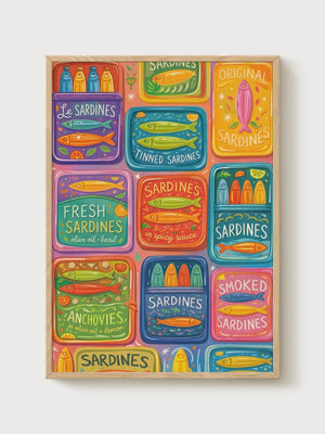 Sardine Poster poster in oak frame