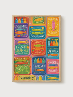Sardine Poster poster in oak frame