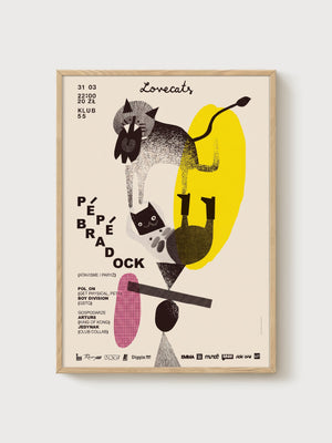 Lovecats Bauhaus Wall Art Poster poster in oak frame