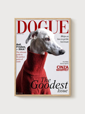 Dogue Magazine Whippet Poster poster in oak frame